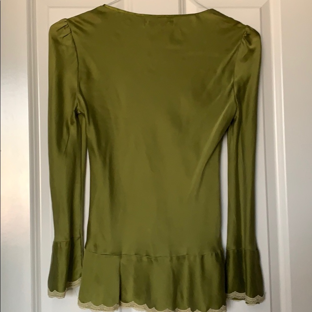 Free People Lace Silk Long Bell Sleeve Top Small - Picture 4 of 6